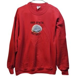 Ohio State‎ Buckeyes Football Crewneck Sweatshirt Red Jerzees Super Sweats Large